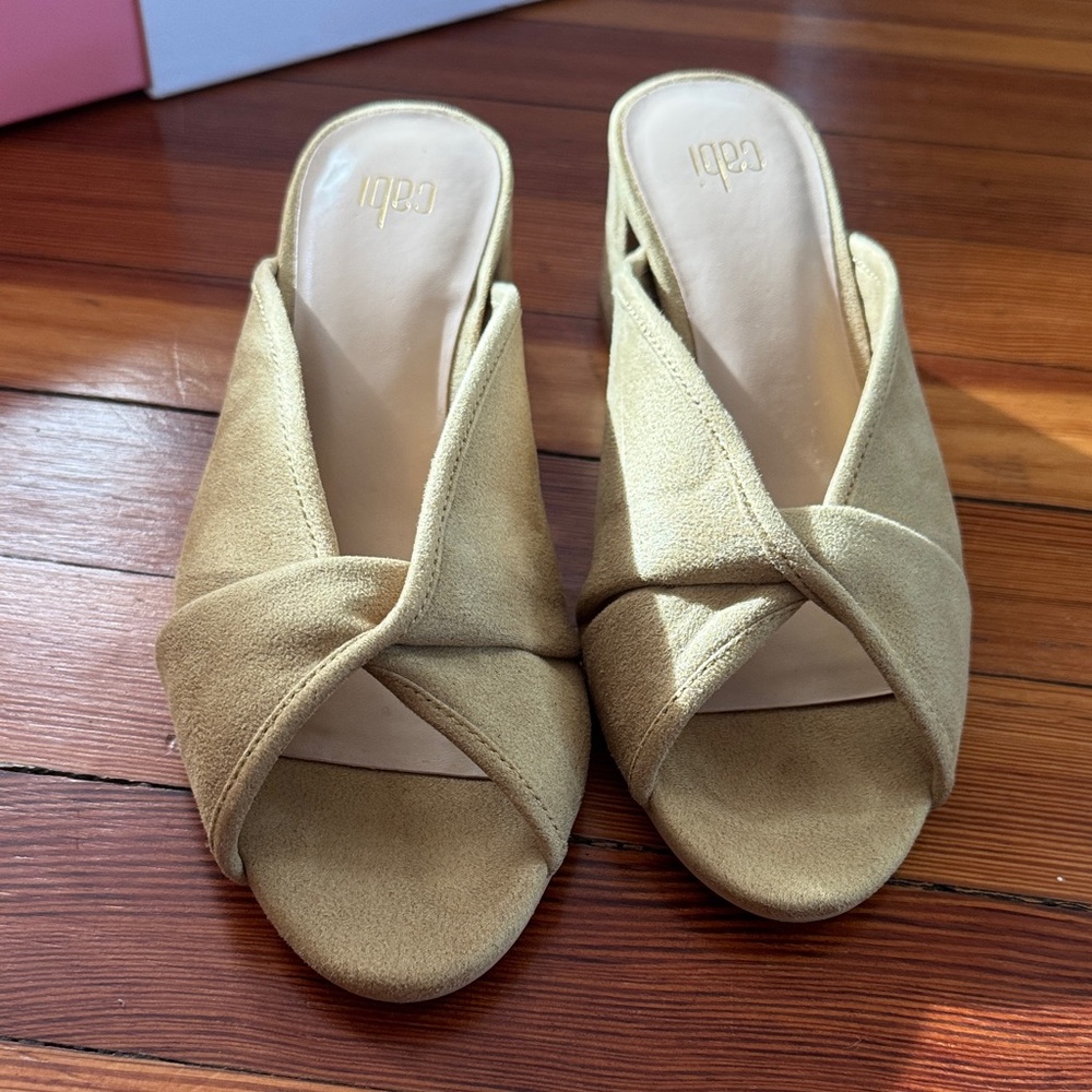 Tan Heeled Suede Peep-toe Heels NWT - Picture 3 of 4